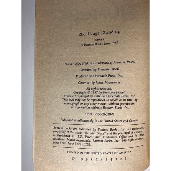 Sweet Valley High 1ST Edition First Print Book #37 Rumors Vintage 1980's - Picture 12 of 12